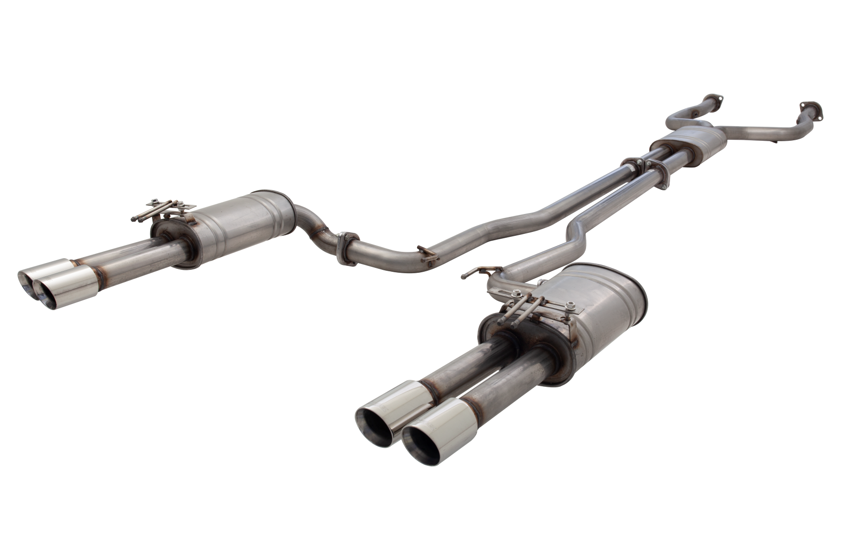 Twin 2.5? Cat Back System Raw 409 Stainless Steel-1